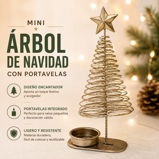 MINI ARBOL CON CANDELABRO DORADO PEQ
