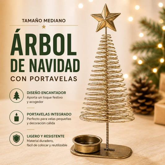 MINI ARBOL CON CANDELABRO DORADO MED