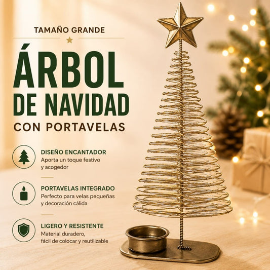 MINI ARBOL CON CANDELABRO DORADO GDE