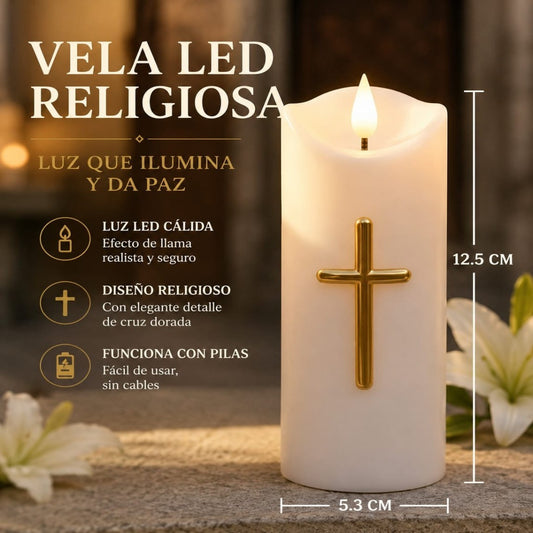 VELAS LED CRUZ 2*AA 5.3*12.5CM