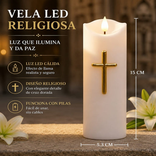 VELAS LED CRUZ 2*AA 5.3*15CM