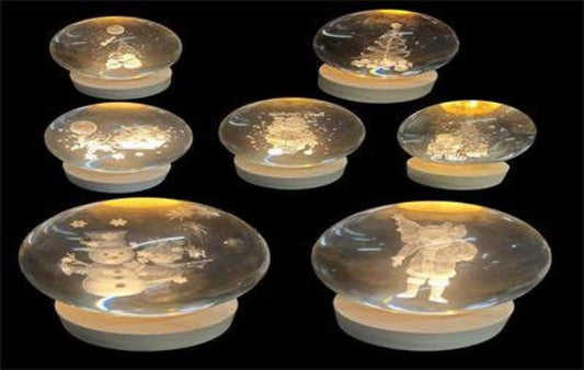 BOLA CRISTAL C/BASE LUZ 8CM NIVIDAD